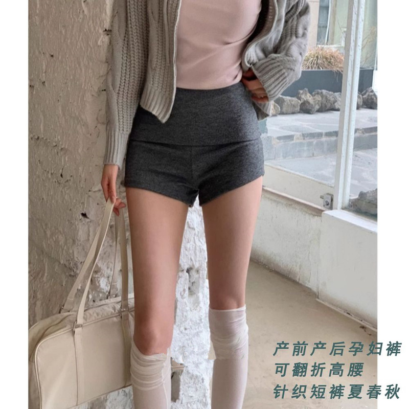 孕妇短裤2025夏季新款外穿针织无调节带打底裤薄款托腹三分孕妇裤|undefined