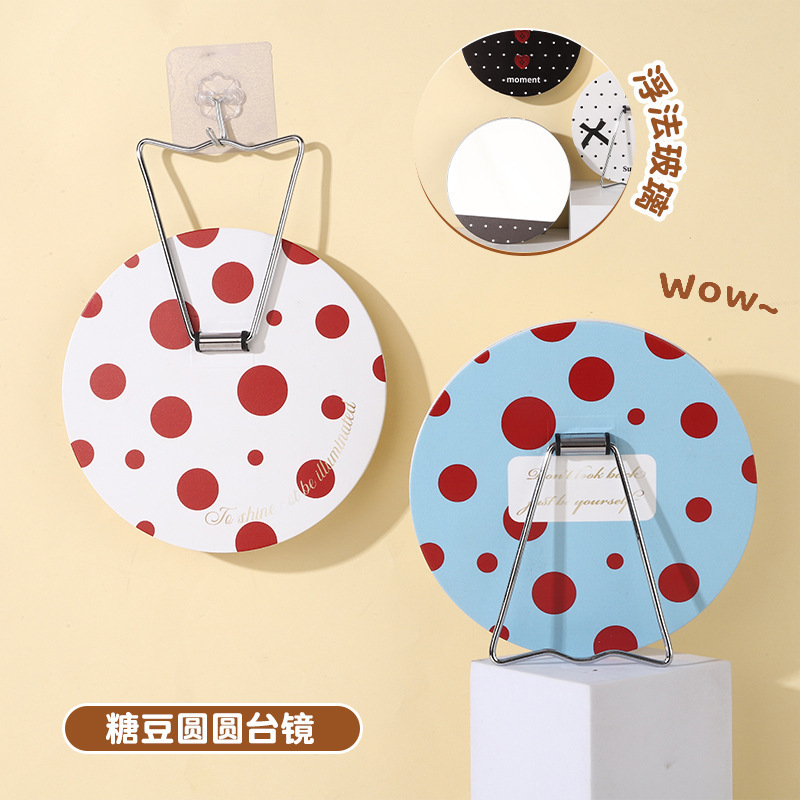 Binhongjia 漫画プラスチックテーブルミラーかわいいガーリーハート学生化粧鏡吊り下げブラケット兼用テーブルミラー|undefined