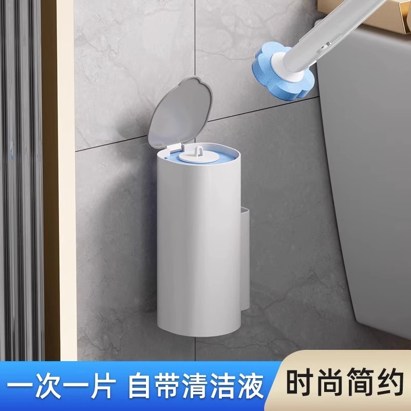 cepillo de inodoro desechable para uso doméstico sin ángulo muerto cepillo de limpieza de inodoro colgado en la pared reemplazable cabeza de limpieza de inodoro artefacto mágico