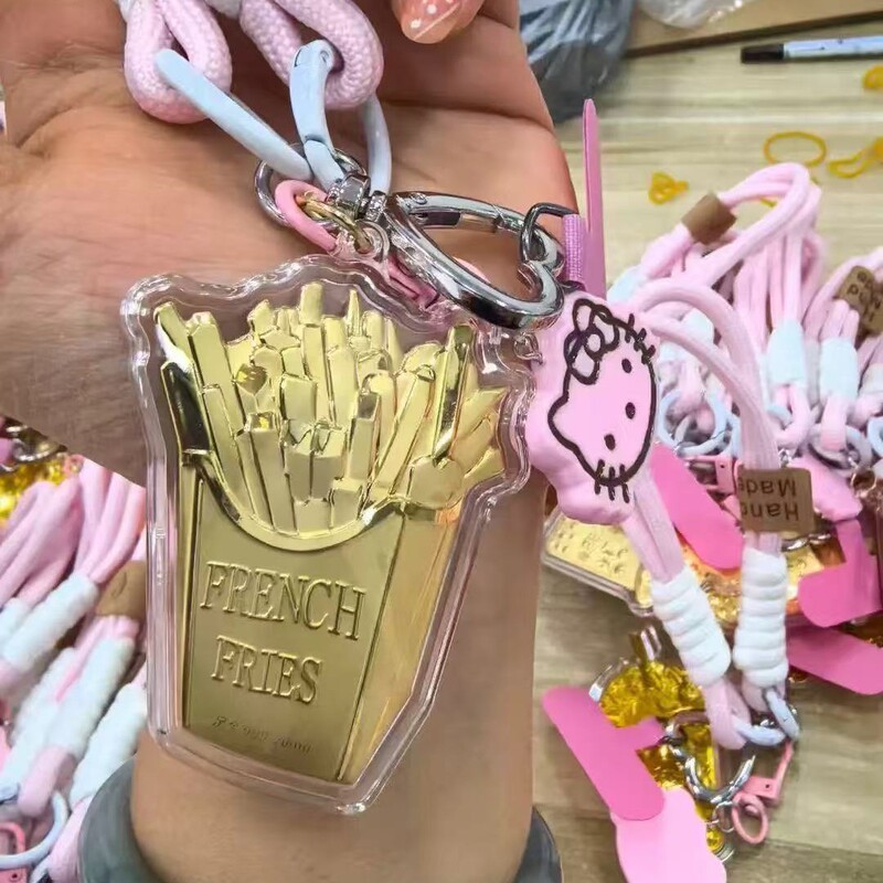 含金足金20mg薯条创意挂饰爆款卡通批发手机挂钥匙扣车挂件labubu|undefined