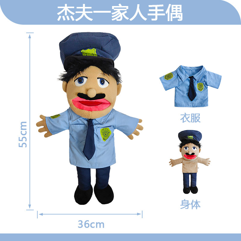 Diversión, boca abierta, personaje de Jeff, títeres de mano, muñecas de control interactivo entre padres e hijos, juguetes de peluche, muñecas para niños, spot al por mayor