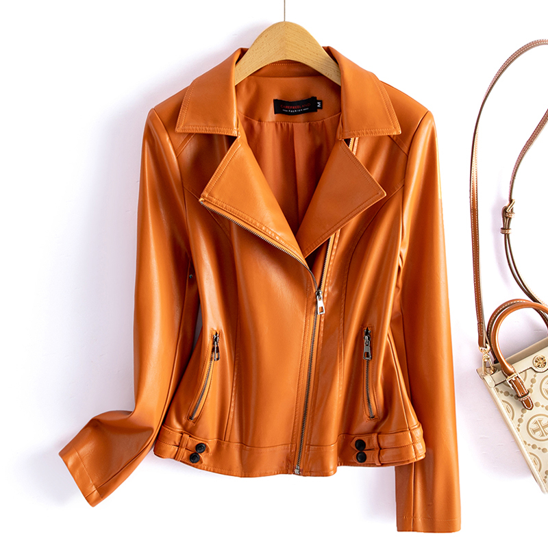 Sheepskin Short Leather Jacket for Women, 2025 New Spring and Autumn Haining Genuine Leather Slim Fit Biker Jacket, Plus Size Coat