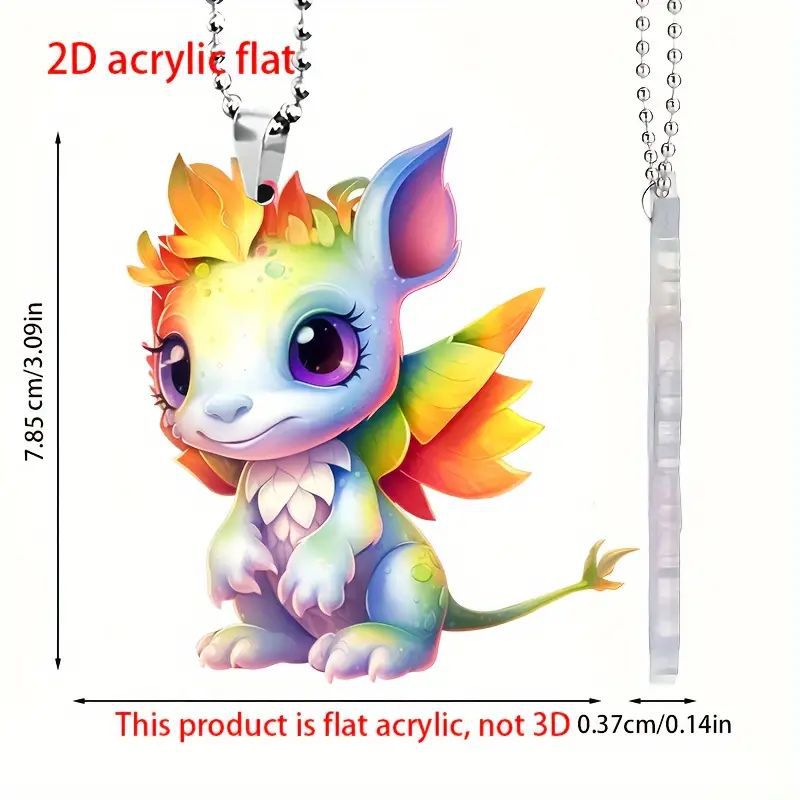 Adorable dragón de color acrílico 2D colgante plano transfronterizo automóvil espejo interior decoración colgante para el hogar colgante image 6