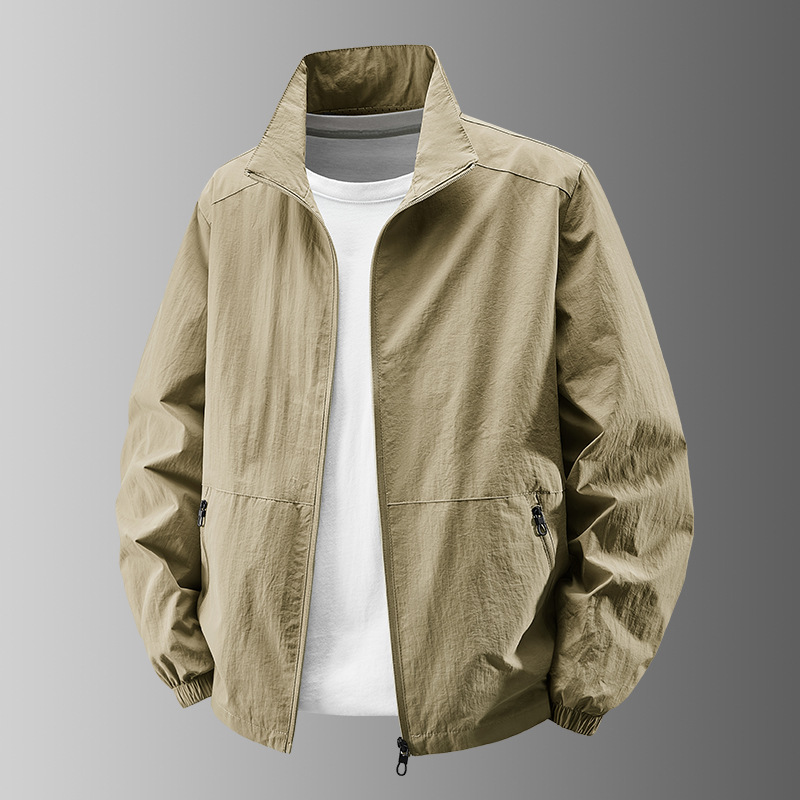 Chaqueta de hombre transfronteriza primavera y otoño delgada 2025 nuevo negocio ocio rápido secado transpirable chaqueta de asalto al aire libre