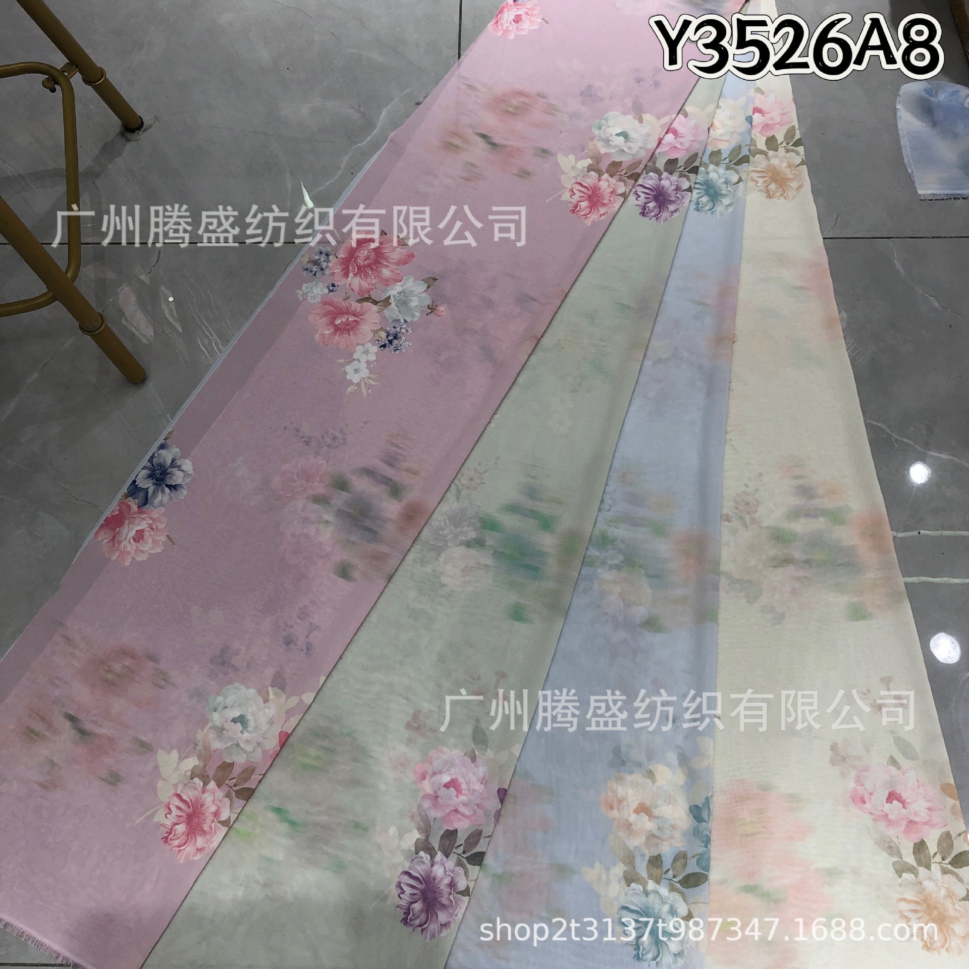 新款 国风雪纺印花面料 可开发花型换底布 数码厂直销印花布料