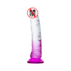 Foreign trade transparent two -color straight through crystal penis Woman uses masturbation fake penis fun adult toys