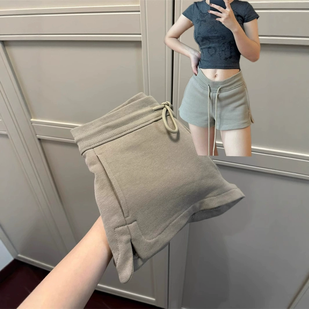Женские повседневные спортивные шорты в американском стиле ретро, ​​летняя тонкая верхняя одежда с уникальным дизайном, широкие шорты с нишевым шнурком.
