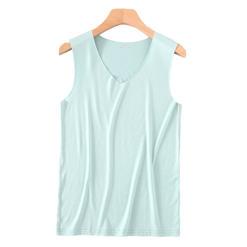 Men's Ice Silk Seamless Tank Top, White, Summer Tight Wide Shoulder V-Neck Sports Sleeveless Base Layer Thin Item for Dropshipping