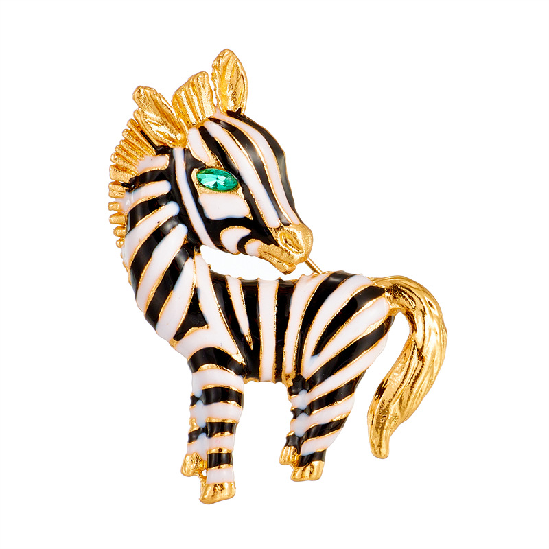 Vintage Style Zebra Alloy Enamel Unisex Brooches display picture 3