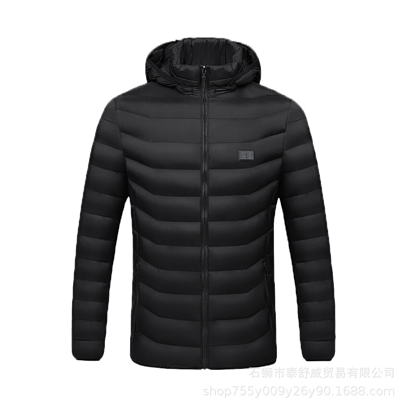 Invierno venta al por mayor transfronteriza abrigo de algodón caliente ropa de calefacción casual de todo fósforo control dual nueve distritos ropa de algodón inteligente calefacción eléctrica con capucha