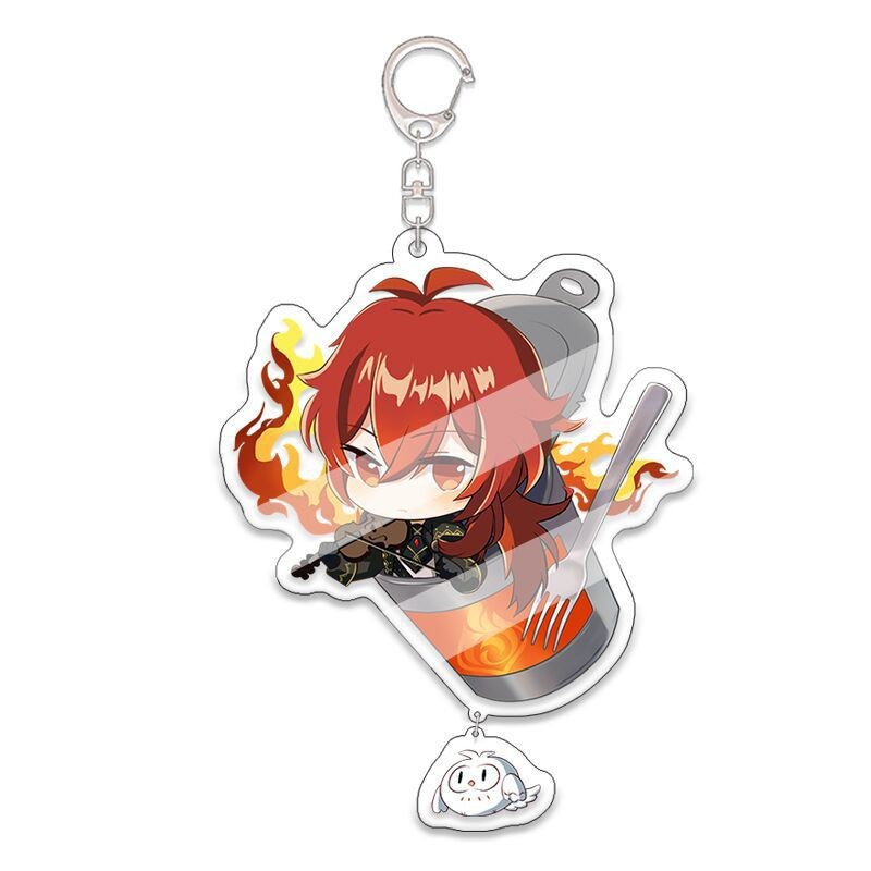 Original Dios juego de dibujos animados llavero acrílico Rayo general Zhong Li Gan Yu Ke Li colgante privado