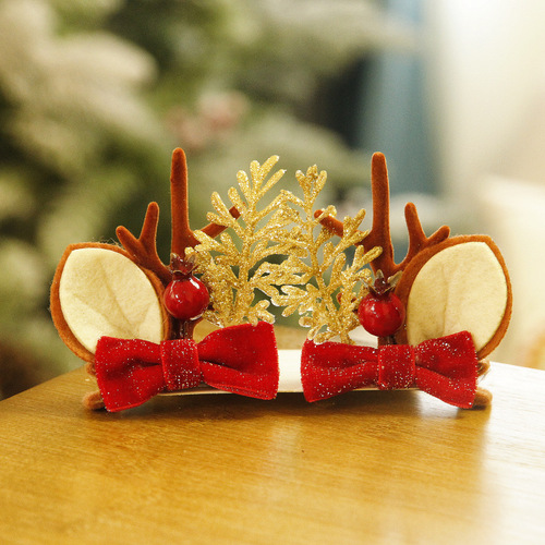 Christmas Hairpin New Deer Antler Hair Accessories  Christmas Festival Internet Celebrity Cute Elk Antler Ornaments Headwear Pair Clip