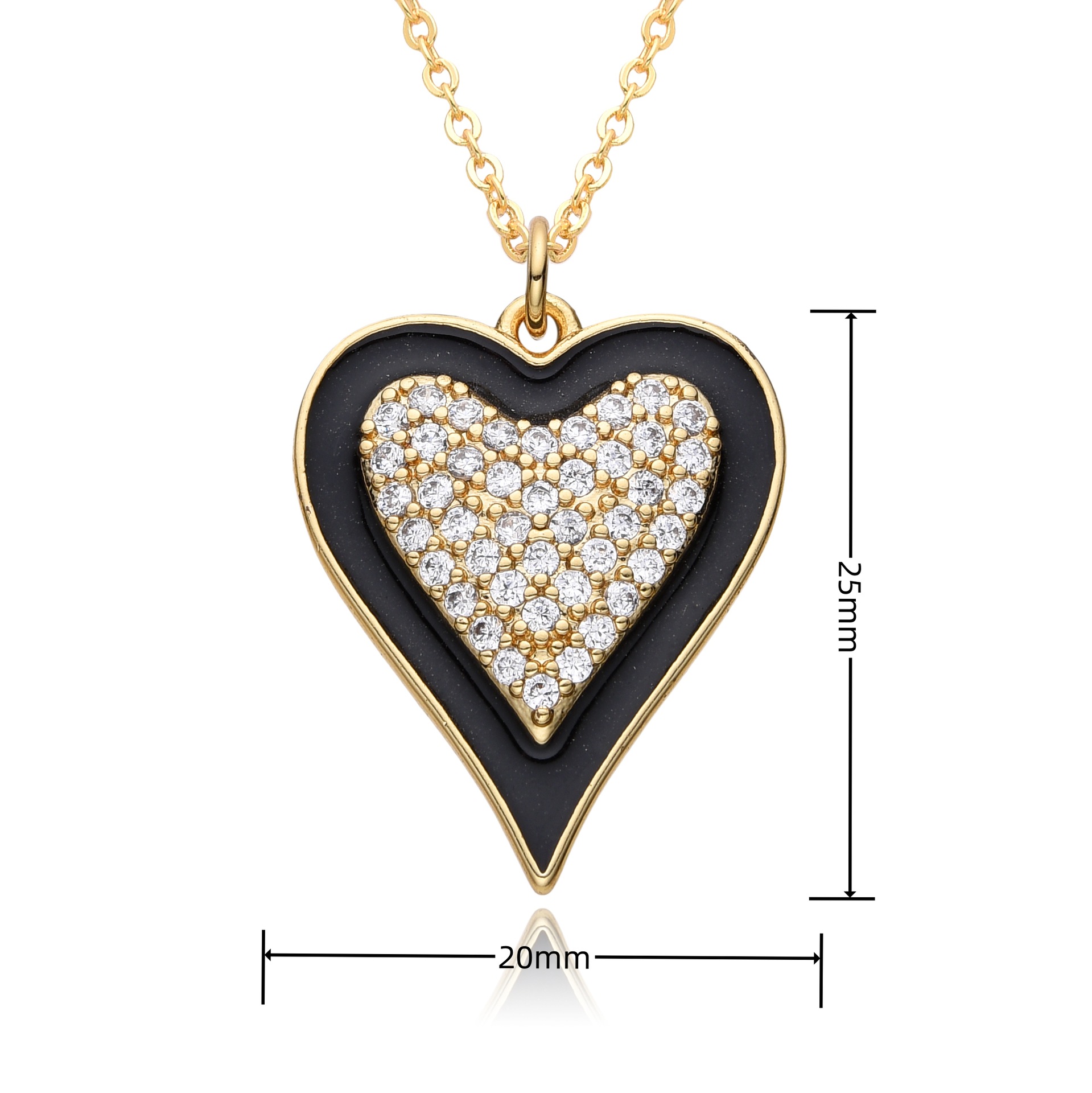 Women's Gender Copper Inlay Heart Shape Zircon Pendant Necklace