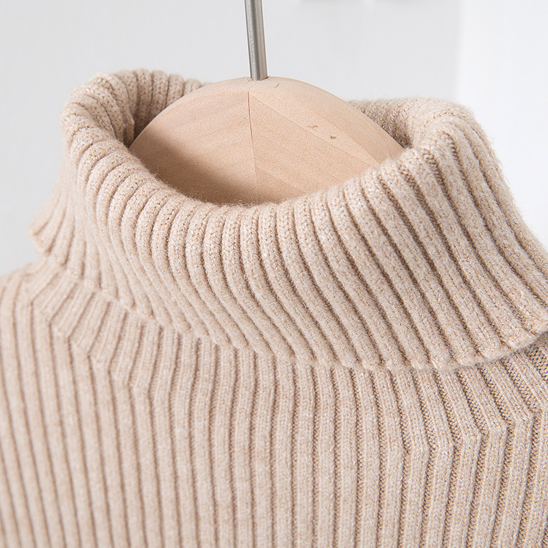 Suéter de cuello alto estilo coreano para niños y niñas, otoño/invierno 2025, capa base de punto, ropa infantil coreana con forro polar.