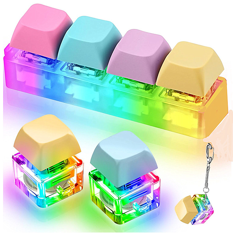 Small sugar color colorful light decompression button luminous decompression key chain mechanical keyboard luminous decompression button