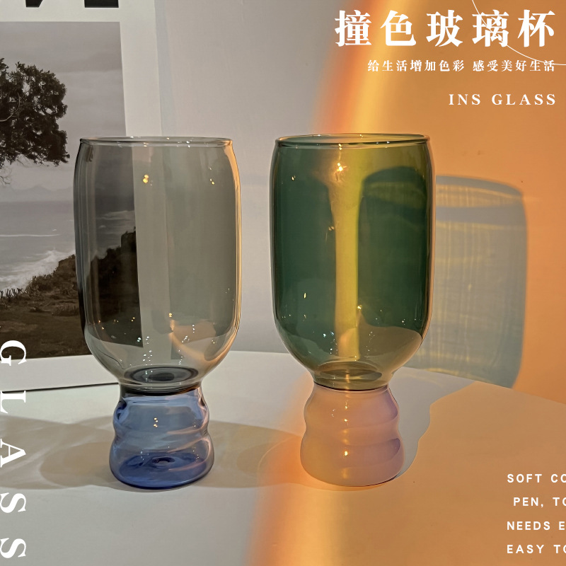 Red roja de alto aspecto ins estilo contraste color vidrio borosilicato resistente a altas temperaturas vidrio doméstico taza de agua al por mayor