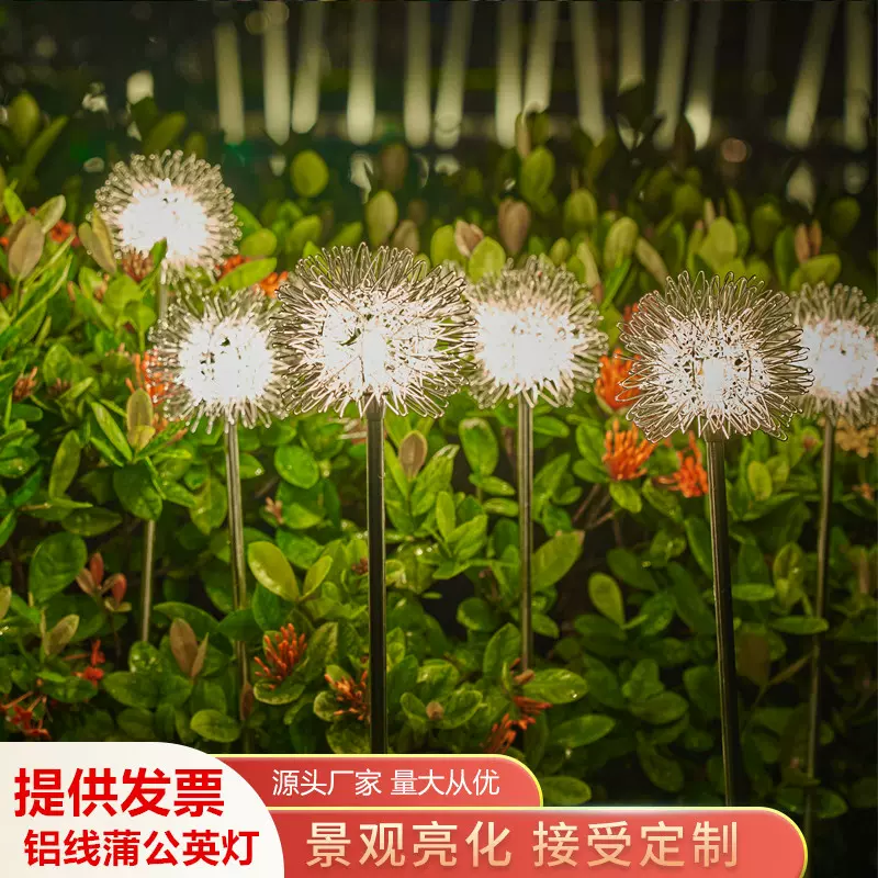 led铝丝球蒲公英插地灯户外防水发光公园街道装饰草坪灯亮化工程