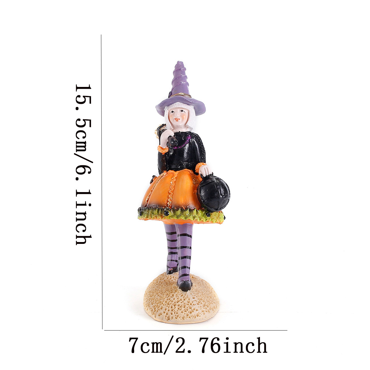 Halloween new witch doll resin ornament, office bedroom desktop charming doll decoration ornament_voghion.com