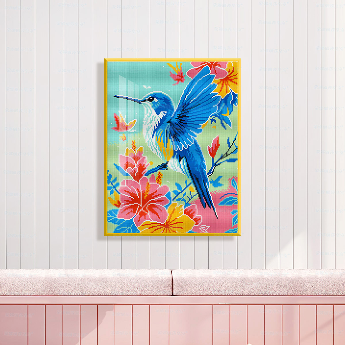 Mona Lisa flores reales y pájaros paquetes de material de bordado cruzado colibríes de color nuevo estilo minimalista decoración estética decoración de pared de sala de estar image 7