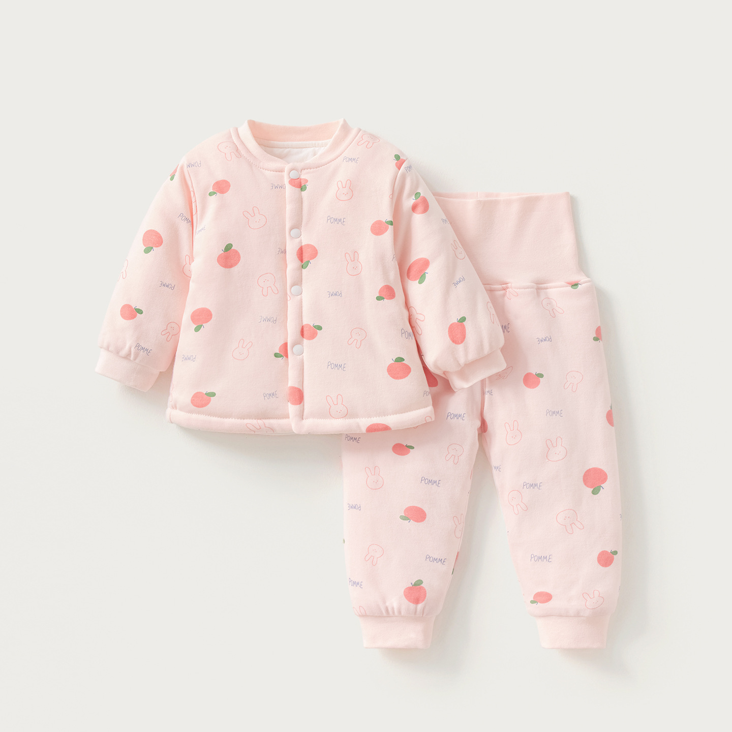 Babe set de algodón otoño-invierno para niños y niñas cálido intercalado de algodón separado chaqueta de algodón para niños cintura alta para proteger el vientre de la ropa de algodón para bebés