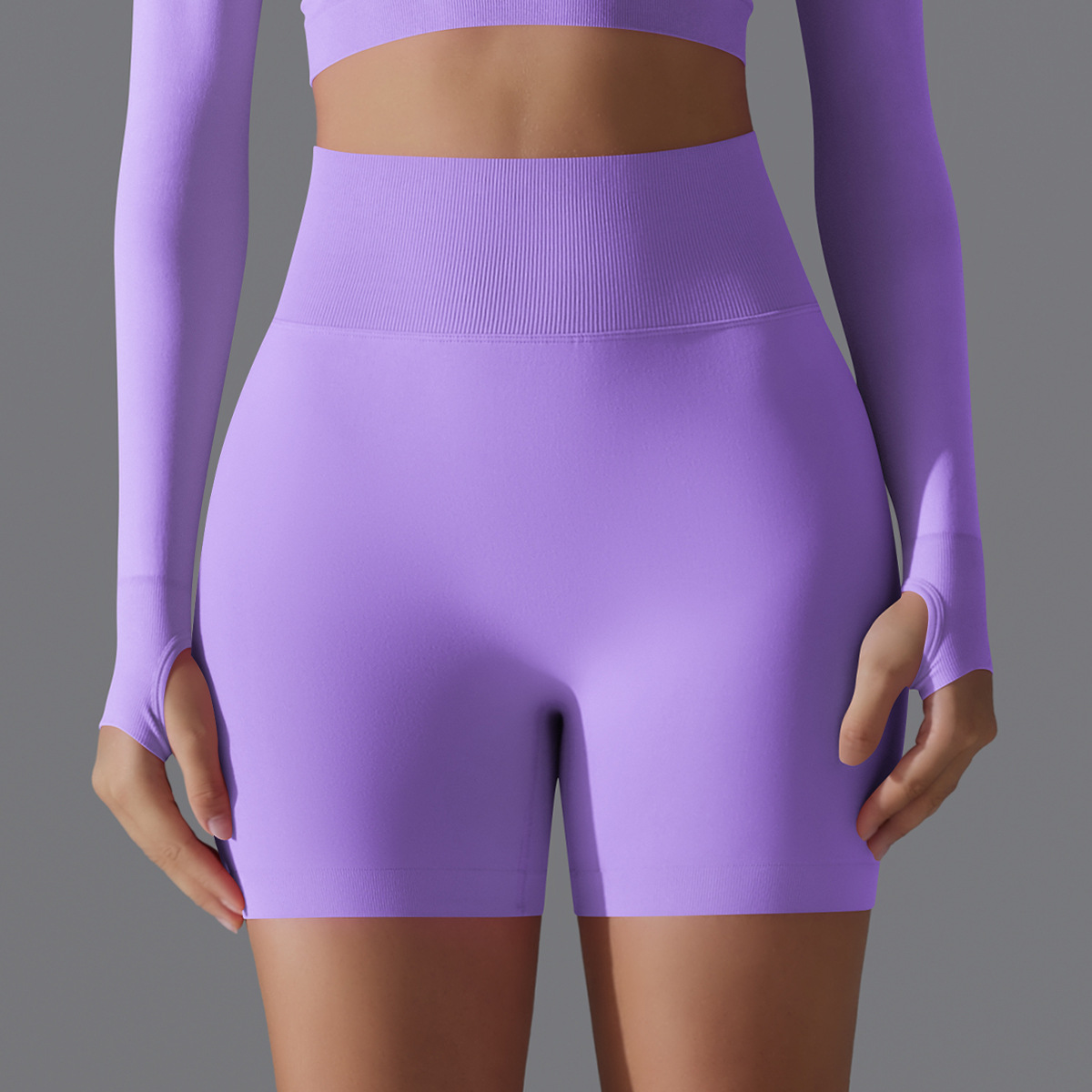 Seamless Solid Color Shorts Tight Running Fitness Yoga Wear High Waist Butt-Lifting Peach Sports Pants_viptrois.com