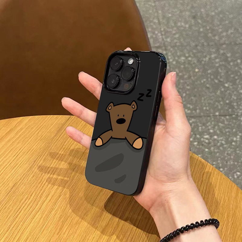 Sleeping Teddy Bear Suitable for iPhone 17 Pro Max Apple 16 Phone Case 1514Pro12 Anti-Fall Silicone