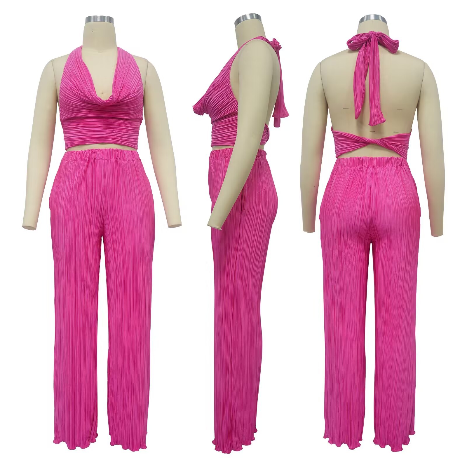 Daily Women's Sexy Solid Color Spandex Polyester Pocket Pants Sets Pants Sets display picture 5