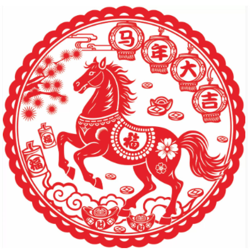 New Year's decorative stickers for the Year of the Horse, paper-cut window decorations, peanuts, auspicious characters, static electricity glue-free glass stickers.
