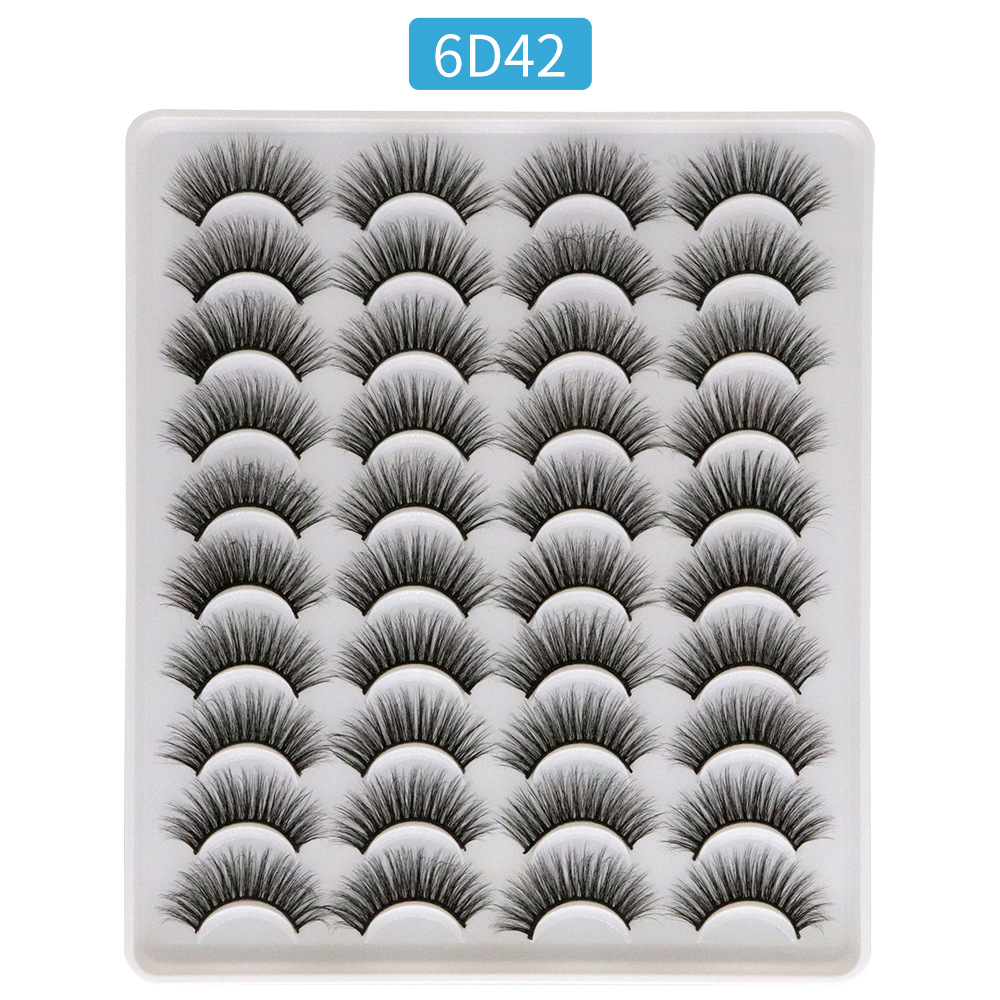 Una variedad de comercio exterior transfronterizo 20 pares de fibra cruzada gruesa natural de tallo duro pestañas postizas estilo mixto separado en stock