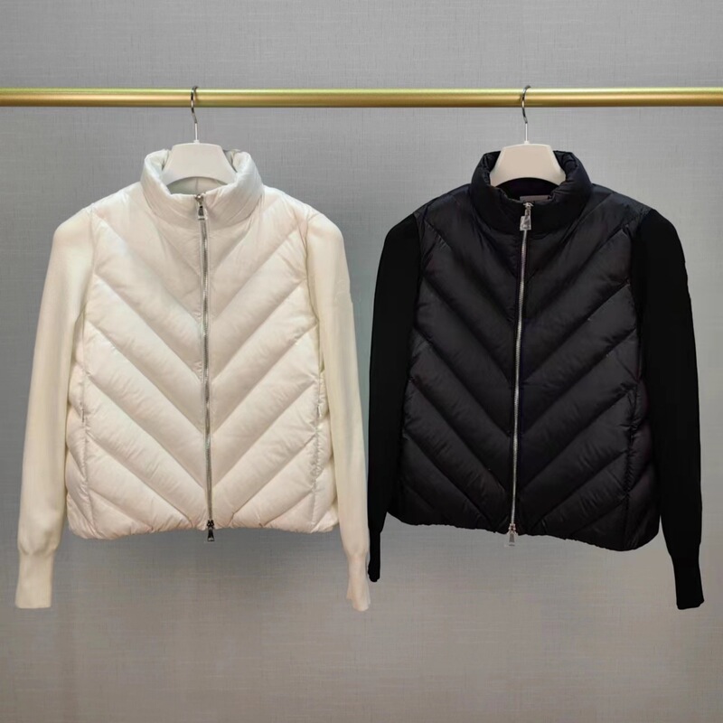 M Brand High Version Autumn and Winter New down Jacket Lightweight Long-Sleeve Wool Sleeve Casual Age-Reducing Versatile Hooded V