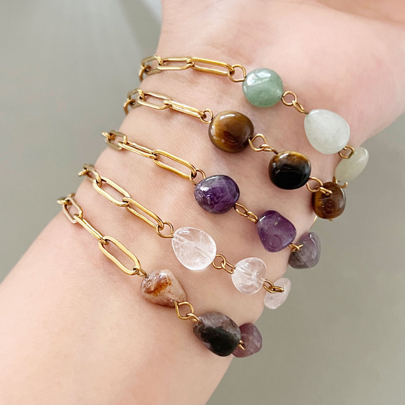 New Original Design Colorful Vintage Stone Bracelet, Light Luxury High-End Jewelry for Women, Niche Cross-Border Accessories