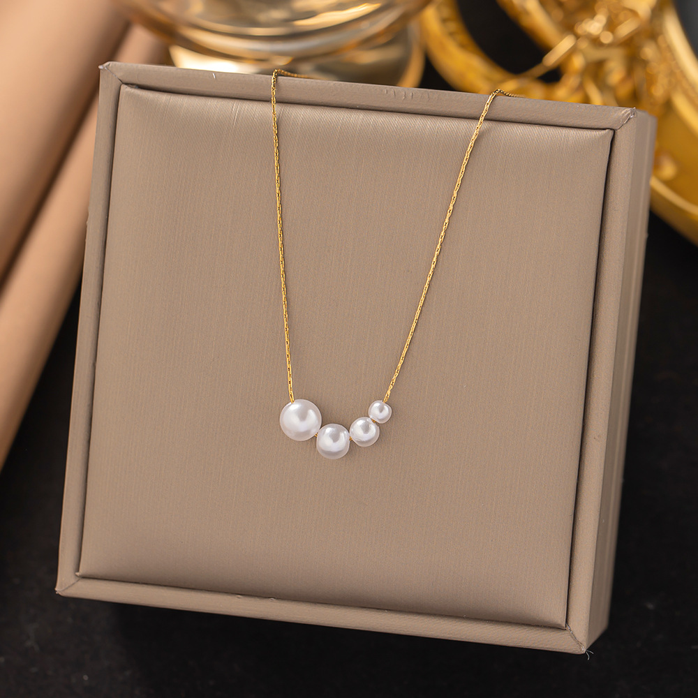 304 Stainless Steel Pendant Material Necklace Classification 304 Stainless Steel Chain Material 1 Piece Quantity Daily Occasion PVD Coated Real Gold Plated Round Titanium Steel Simple Style Waterproof Non Tarnish Necklace