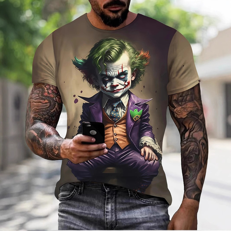 shein cross-border new halloween funny 3d printed T-shirt men's foreign trade hot plus size street short sleeve top