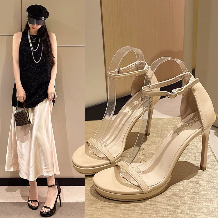 2025 новых летних босоножек-стилето для женщин, с пряжкой, открытый носок, высокие каблуки, модная женская обувь оптом