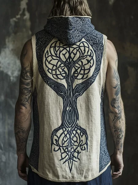 Amazon cross-border foreign trade summer new 3D printing men's fashion retro waistcoat hooded casual vest top