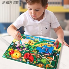 Intelligence Development Ball Maze Animal Traffic Dinosaur Puzzle Magnetic Maze Toy for Children Logical Thinking Concentration