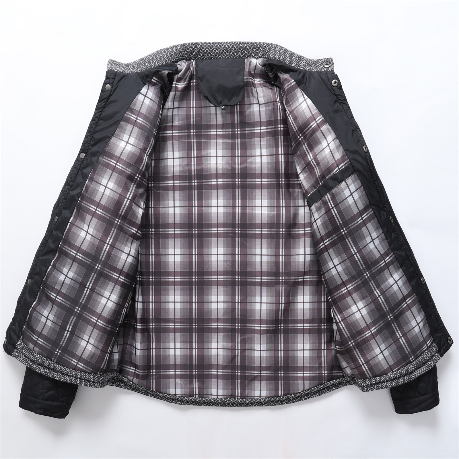 Chaqueta acolchada de algodón de moda personalizada chaqueta acolchada de algodón Elemento de tela escocesa chaqueta acolchada de algodón costura chaqueta acolchada de algodón tamaño europeo