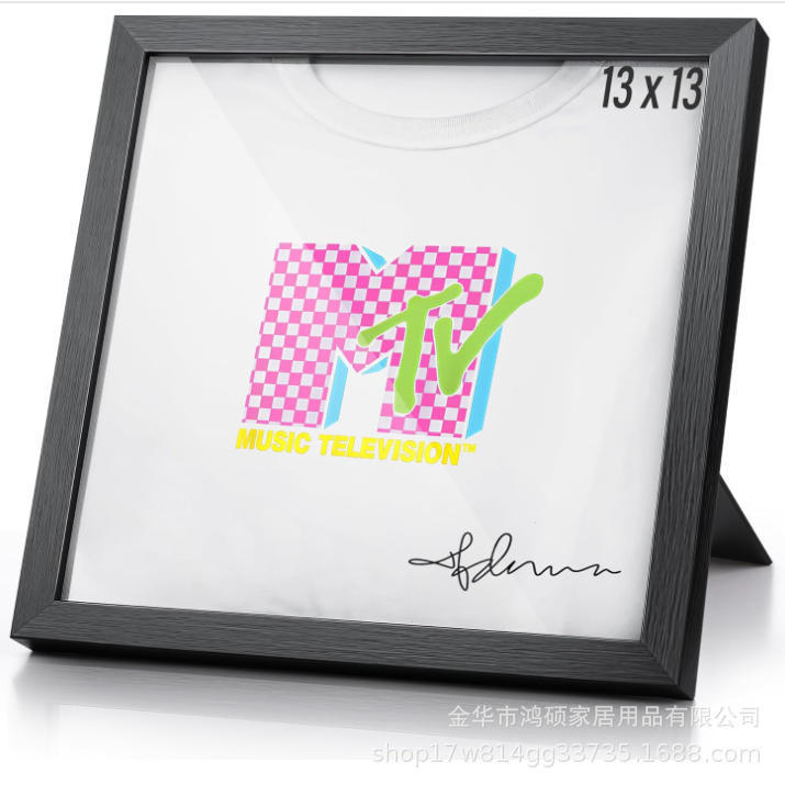 33.02X33.02Cm Black Wooden T-Shirt Display Frame Sportswear Commemorative Framed Photo Frame Manufacturer Custom Picture Frame