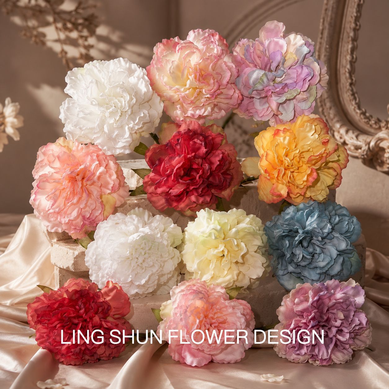 仿真花10cm牡丹假花diy手工材料头花花卉胸花