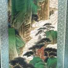 古玩现货批发四连壁画名人仿古字画山水人物四条屏挂画客厅四条屏