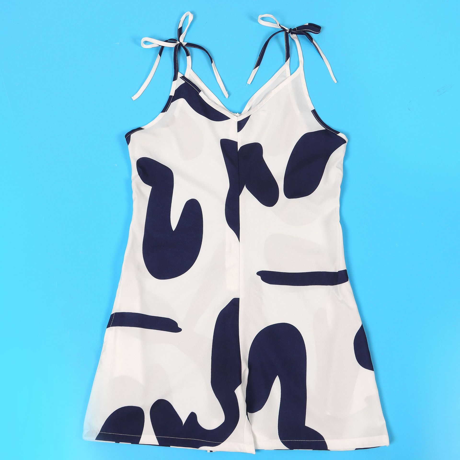 Sexy Printed Lace up Loose Jumpsuit