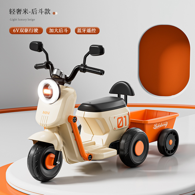 Motocicleta eléctrica para niños, triciclo, coche de juguete para bebés para hombres y mujeres, los niños pueden sentarse en un coche a batería, cochecito de control remoto