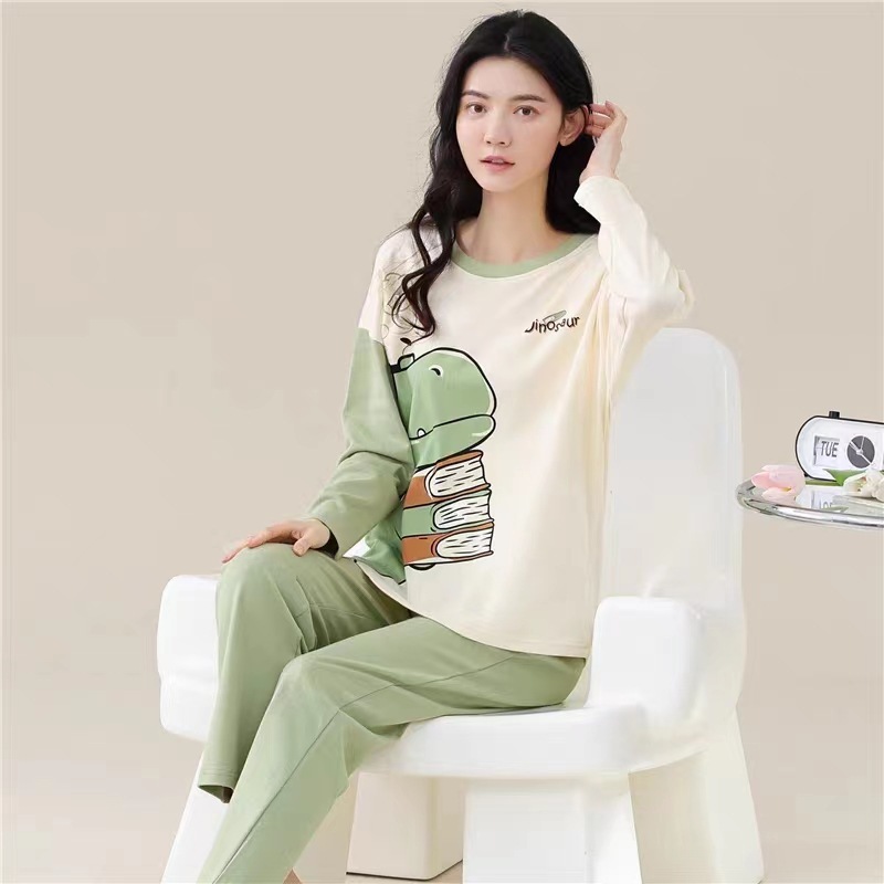 大量现货批发2025年秋季新款长袖睡衣女士宽松大码休闲套装家居服|undefined