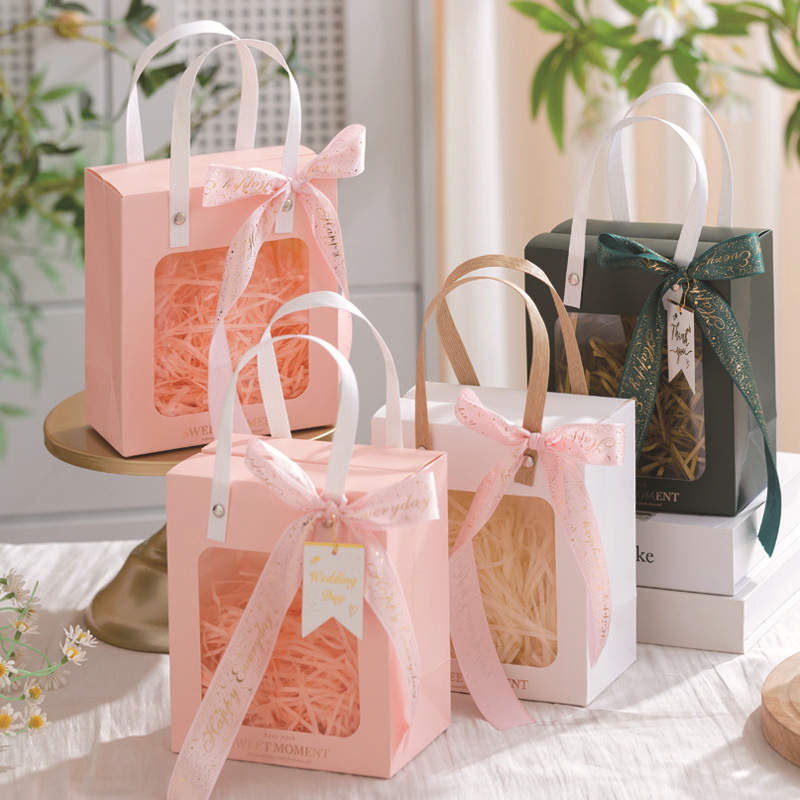 七夕情人节开窗透明手提袋生日礼品袋婚庆结婚ins风伴手礼礼物袋