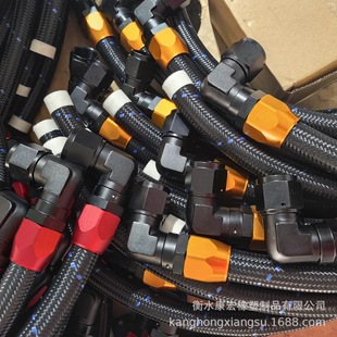 Modified car radiator oil pipe AN10 black nylon braided oil cooler oil pipe assembly 90 degree forged joint