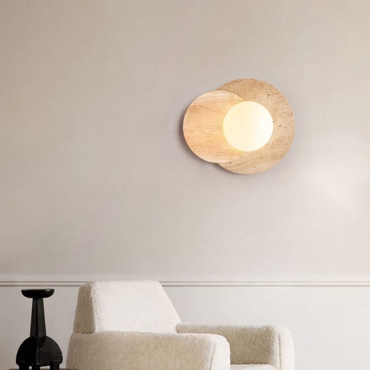 Lámparas de fondo silenciosas de aluminio dormitorio de diseño de madera de diseño de lámpara de pared de madera escalera de piedra de melocotón amarillo
