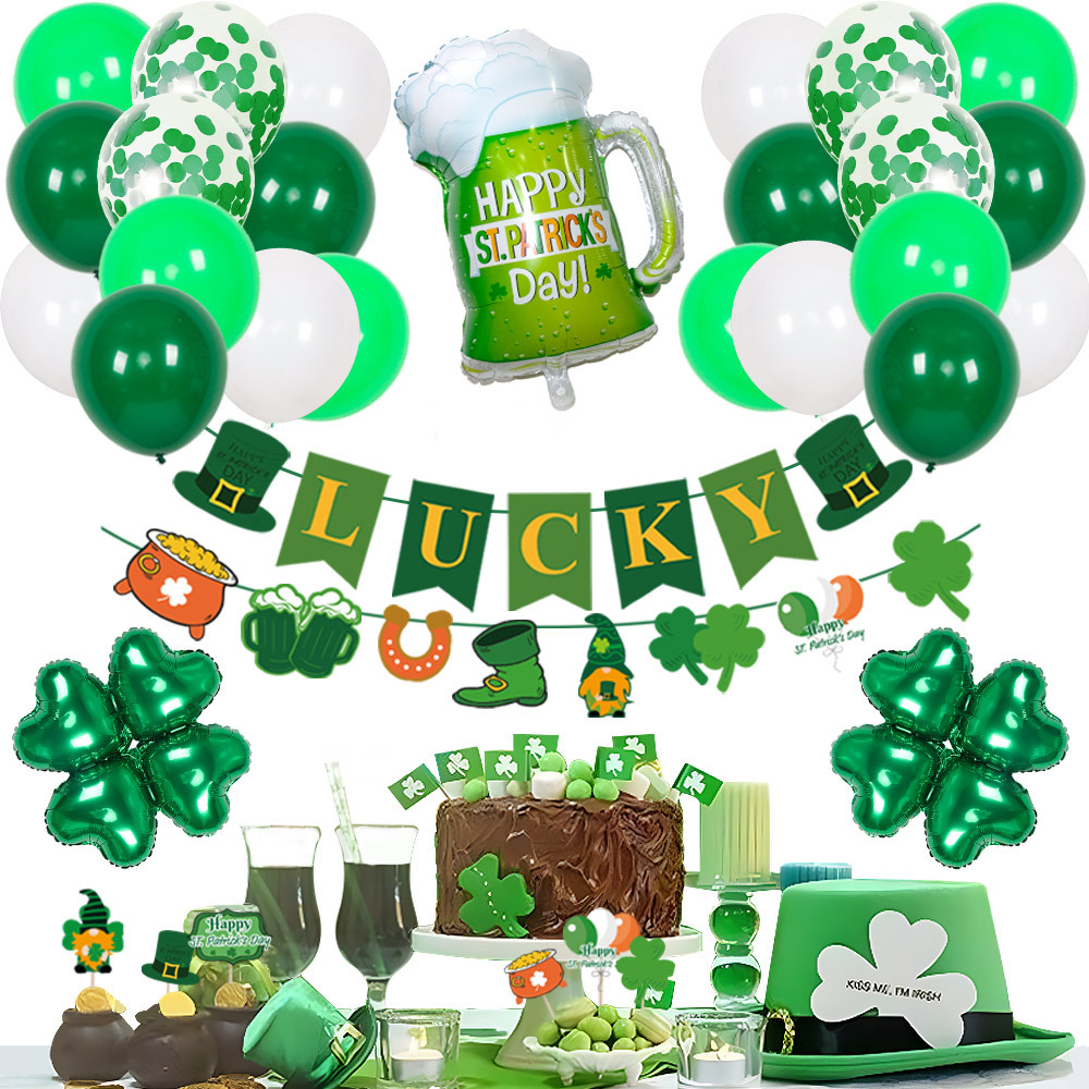 Globos irlandeses fiesta película de aluminio globo transfronterizo al por mayor fiesta fiesta irlandesa festival decoración de globos