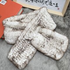 新款手工编织獭兔毛围巾冬季韩版百搭加厚版保暖濑兔毛围脖毛领子