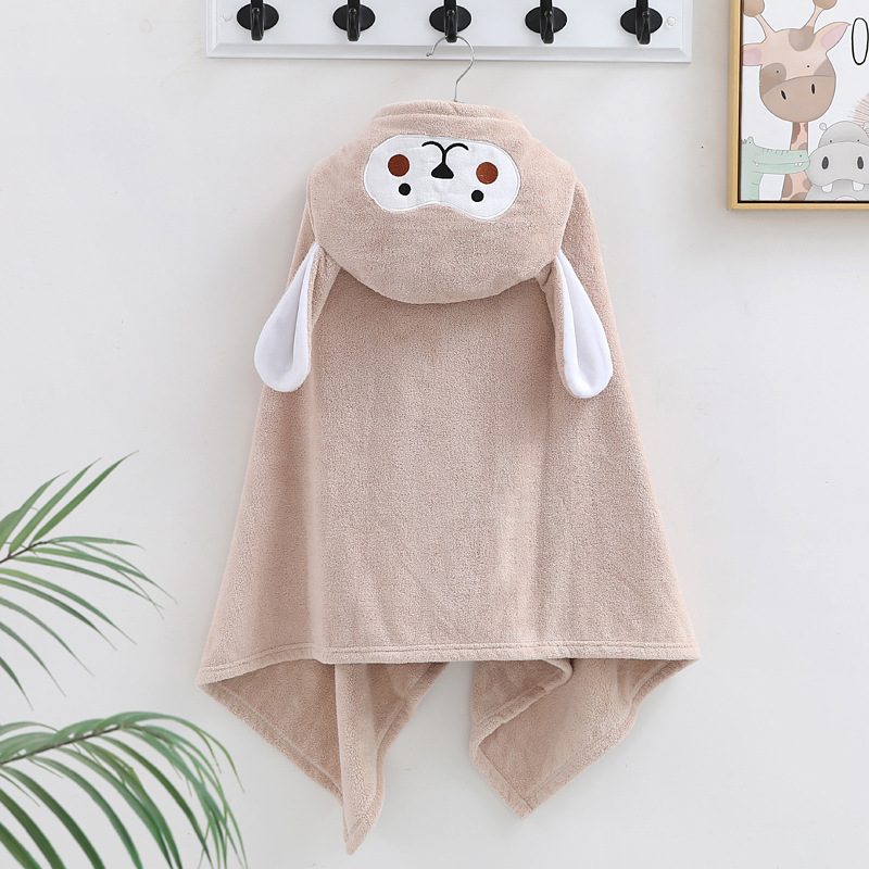 Coral fleece bebé usable Toalla de baño con capucha de dibujos animados capa de los niños Albornoz suave absorbente edredón infantil Toalla de baño