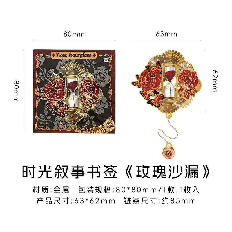 Infeel.me marcador de metal, narración de tiempo, reloj original, marcador de tema de rosa, marcador de lectura de estudiante